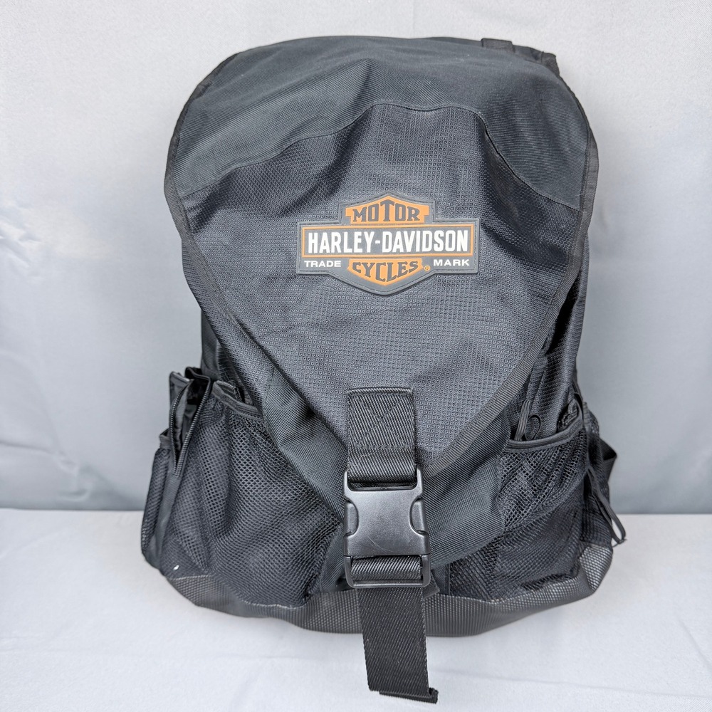 Harley-Davidson Black Nylon Backpack Laptop Sleeve Biker Bag Bar & Shield Logo